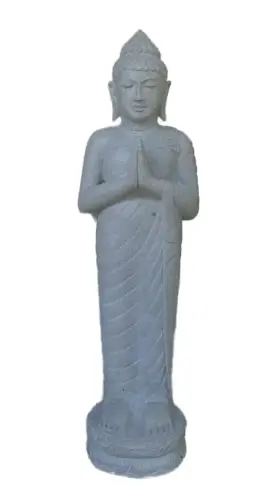 Product image of the product “Standing Indian Buddha - gesture of greeting Namaste, in the sizes from 120 to 180cm. Regular cape, Natural finish ”